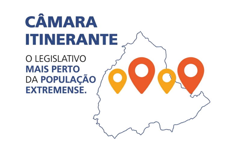 Arte de divulgação do projeto Câmara Itinerante da Câmara Municipal de Extrema
